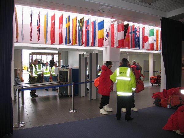 Check in and screening area at the departure terminal