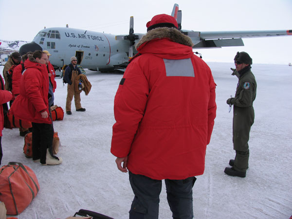 Briefing before boarding a LC-130